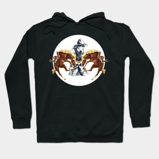 Wild West Rodeo Cowboy is armed and has horses neighing Hoodie